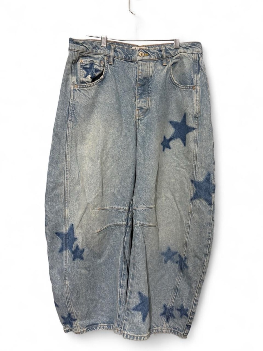 We The Free  Blue Star Print Wide-Leg Jeans